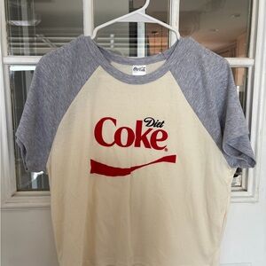 Diet Coke Women's Raglan Tee - Red Logo on Cream & Gray